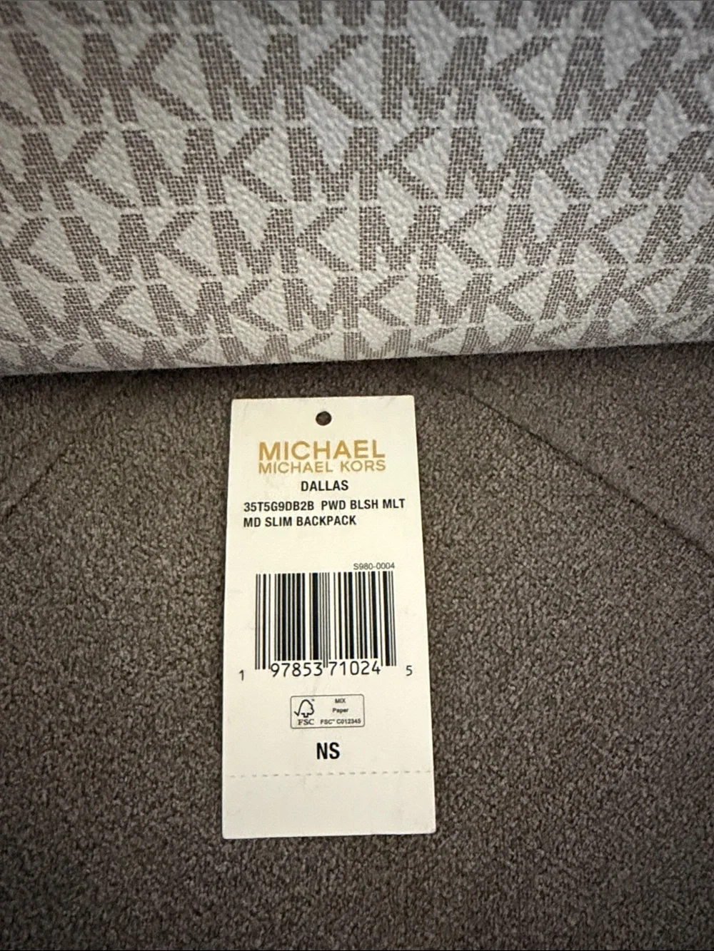 Michael Kors Signature Cream and Pale Pink Backpack with Matching Wallet